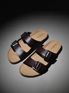 LOUIS STITCH Men Lightweight Open Toe Double Strap Slip-on Cork Sandal