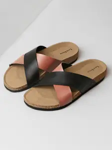 LOUIS STITCH Men Lightweight Cross Strap Casual Slip-on Cork Sandal