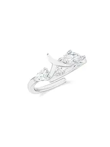 Kicky And Perky 925 Sterling Silver Rhodium-Plated Stones-Studded Finger Ring