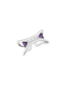 Kicky And Perky 92.5 Sterling Silver Rhodium-Plated Amethyst Stones-Studded Finger Ring