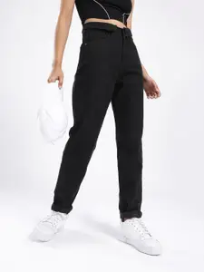 glitchez Women Mom Fit High-Rise Stretchable Jeans