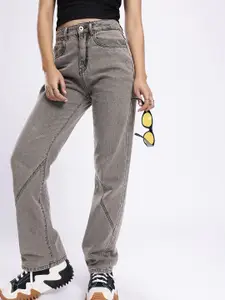 glitchez Women Straight Fit Panelling High-Rise Jeans