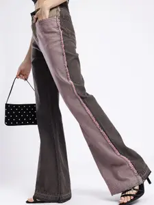 glitchez Women Frayed Slim Flare Fit High-Rise Jeans