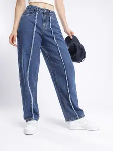 glitchez Women Frayed Skater High-Rise Jeans