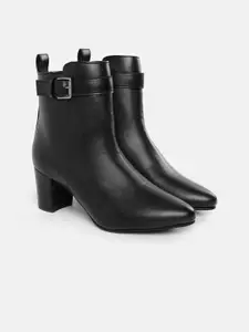Allen Solly Women Buckle Detail Block Heel Boots