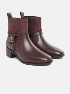 Allen Solly Women Buckle Detailing Block Heel Boots