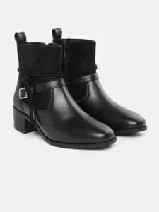 Allen Solly Women Buckle Detailing Block Heel Boots