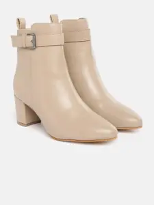 Allen Solly Women Buckle Detailing Block Heel Boots