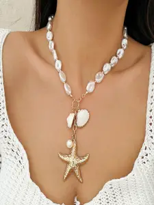 AQUASTREET Starfish and Pearl Inspired Boho Beaded Necklace