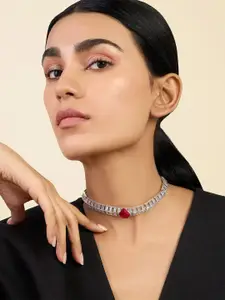 Isharya Brass Rhodium-Plated Choker Necklace