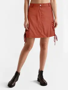 glitchez Ruched Pocketed Mini A-Line Skirt