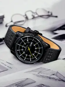 Daniel Klein Men Embellished Dial & Leather Straps Analogue Watch DK11599-5_OR