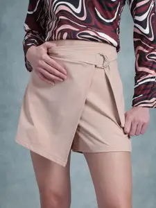 The Roadster Life Co. Women Belted Solid Mini Skorts