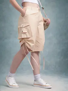 The Roadster Life Co. Women High-Waist Ruched Cotton Bermuda Shorts