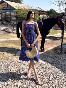 Stylecast X Hersheinbox Floral Print Smocked Empire Dress