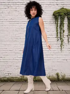 DressBerry Women Denim A-Line Midi Dress