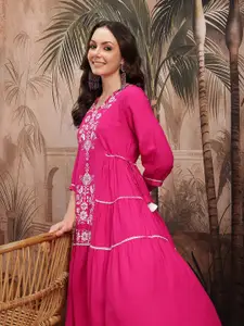 Sangria Indie Floral Print Printed Kurta with Tie-Up Detail