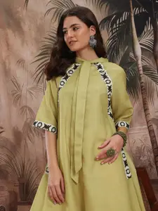 Sangria Tie-Up Neck Printed Kurta