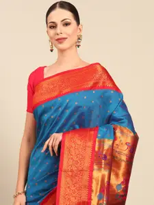 Varkala Silk Sarees Ethnic Motifs Zari Silk Blend Designer Paithani Saree