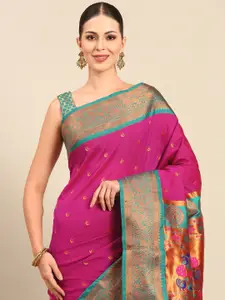 Varkala Silk Sarees Ethnic Motifs Zari Silk Blend Designer Paithani Saree