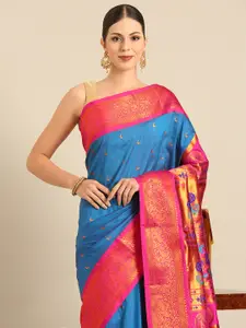 Varkala Silk Sarees Ethnic Motifs Zari Silk Blend Designer Paithani Saree