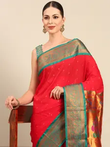 Varkala Silk Sarees Ethnic Motifs Zari Silk Blend Designer Paithani Saree