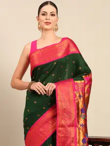 Varkala Silk Sarees Ethnic Motifs Zari Silk Blend Designer Paithani Saree