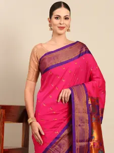 Varkala Silk Sarees Ethnic Motifs Zari Silk Blend Designer Paithani Saree