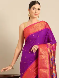 Varkala Silk Sarees Ethnic Motifs Zari Silk Blend Designer Paithani Saree