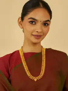 Kushal's Fashion Jewellery Embellished Bridal 92.5 Silver Gold-Plated Temple Necklace