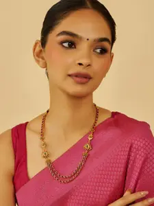 Kushal's Fashion Jewellery Embellished Bridal 92.5 Pure Silver Temple Necklace