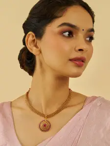 Kushal's Fashion Jewellery Gold-Plated Antique Necklace