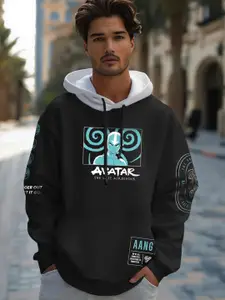 Bewakoof Men Printed Hooded Pullover Oversized Sweatshirt