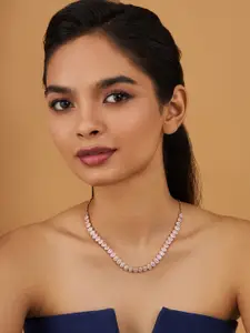 Kushal's Fashion Jewellery Rose Gold-Plated Zircon Studded Necklace
