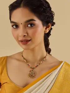 Kushal's Fashion Jewellery Embellished Bridal 92.5 Pure Silver Gold-Plated Necklace