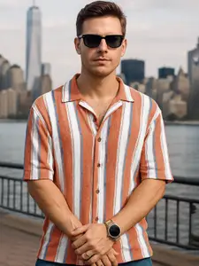 Maniac Men Opaque Striped Casual Shirt