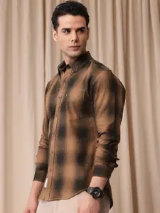 Mr Bowerbird Men Premium Tailored Fit Checked Pure Cotton Casual Shirt