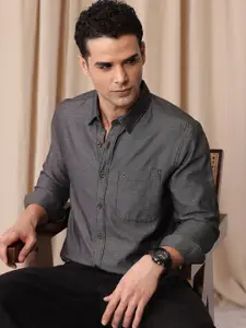 Mr Bowerbird Men Premium Tailored Fit Textured Pure Cotton Casual Shirt