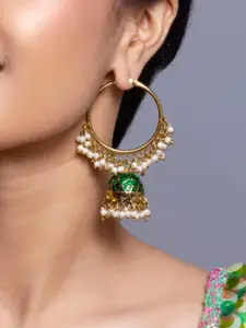 Fida Gold Plated Artificial Beads Dome Shaped Jhumkas Earrings