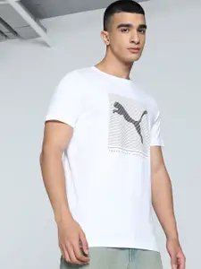 Puma Striped Logo Graphic Printed Slim Fit Tee