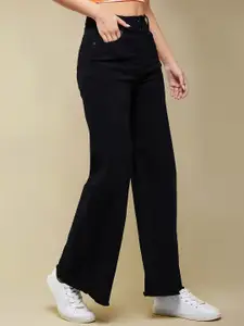 DOLCE CRUDO Women Wide Leg High-Rise Stretchable Jeans