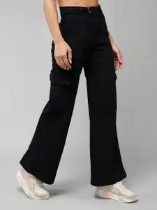 DOLCE CRUDO Women Wide Leg High-Rise Stretchable Jeans