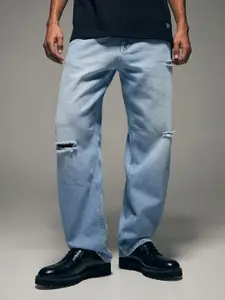 Flying Machine Men Cobain 90's Loose Fit Mildly Distress Light Fade Stretchable Jeans