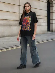 Flying Machine K-Street X High Rise Baggy Cargo Jeans