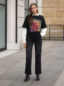 Flying Machine Women Straight Fit High-Rise Stretchable Jeans