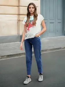 Flying Machine Women High-Rise Light Fade Stretchable Straight Fit Jeans