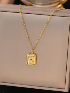 MYKI Gold-Plated Square Pendants with Chains