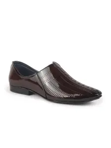 FAUSTO Men Perforations Patent Leather Lightweight Mojaris With Laser Cuts