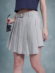 The Roadster Life Co. Pleated Asymmetric Skort with Belt