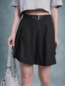 The Roadster Life Co. Pleated Asymmetric Skort with Belt
